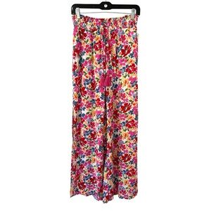 Roxy Tropical Rhythm Beach Pants S wide leg floral viscose slits beachy NWT